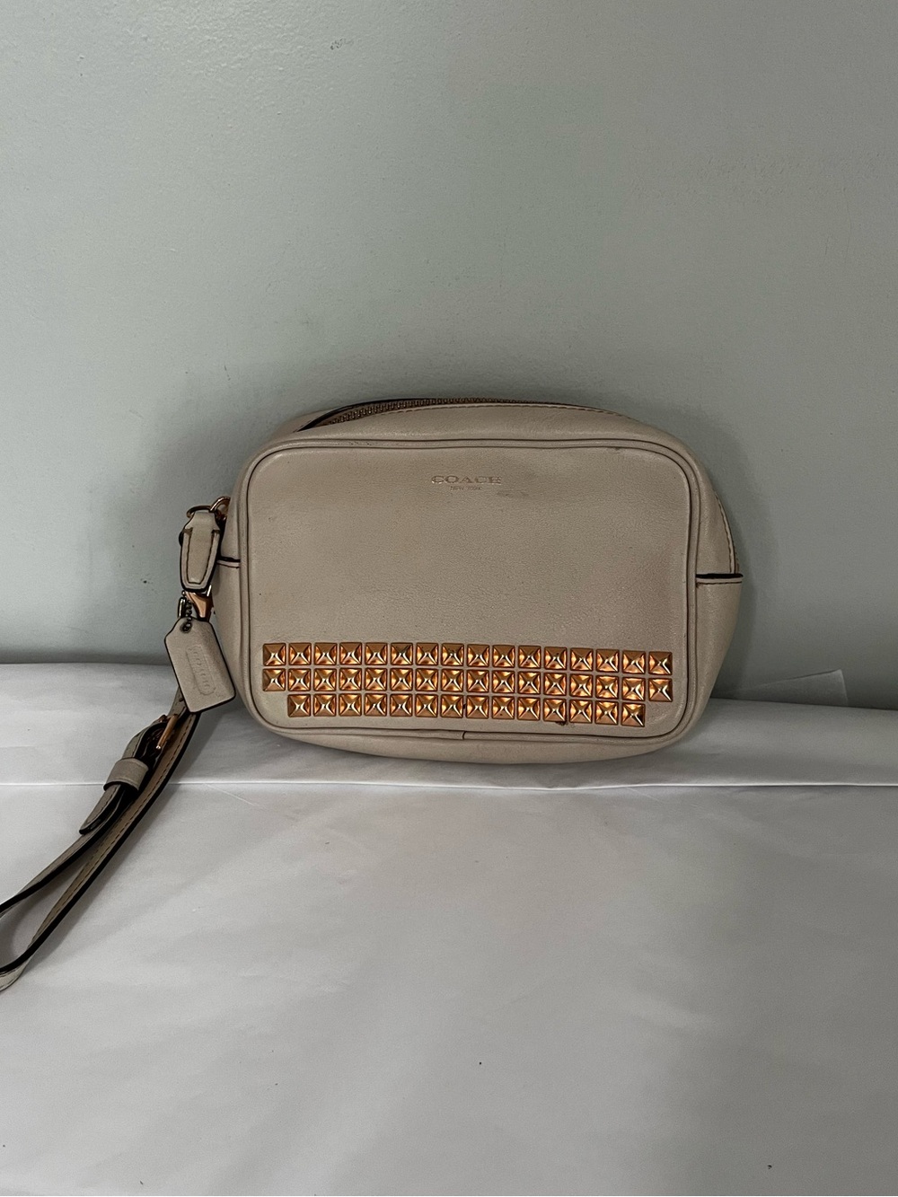 Coach Rose Gold Studded Wristlet/Pouch